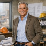 Confident Businessman in Construction Office