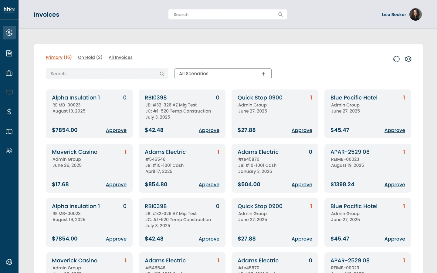 hh2 AP Automation dashboard for construction companies displaying invoices, routing status, and approval workflow visibility hh2 AP Automation dashboard for construction companies displaying invoices, routing status, and approval workflow visibility