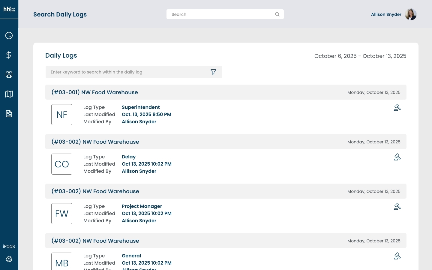 Search Daily Logs Search Daily Logs