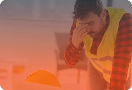 Construction worker stressed at work
