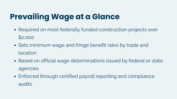 Prevailing wage at a glance