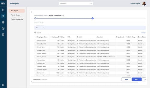 Payroll summary dashboard in hh2 showing project labor costs, certified payroll compliance, and automated reporting for construction teams