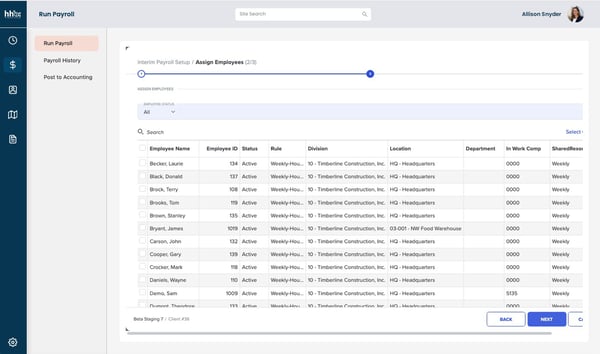 Payroll summary dashboard in hh2 showing project labor costs, certified payroll compliance, and automated reporting for construction teams