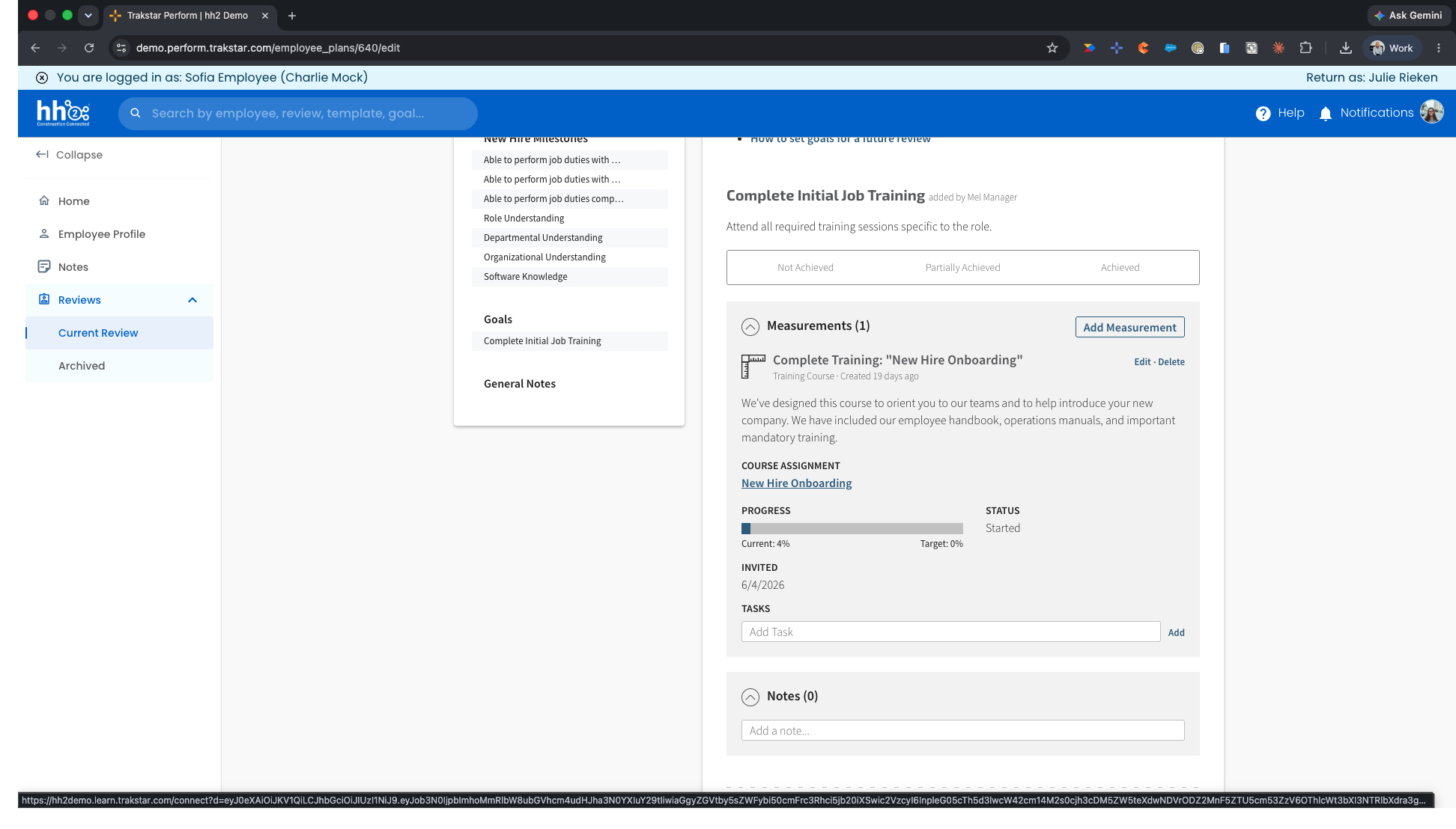 Training progress is logged in PM and LMS 44