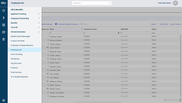 hh2 employee list view