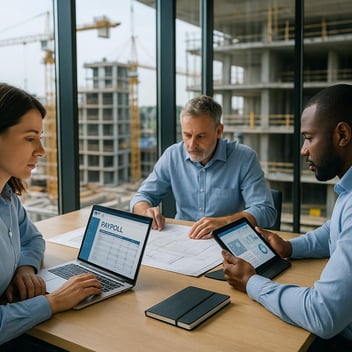 construction professionals using integrated HR payroll software