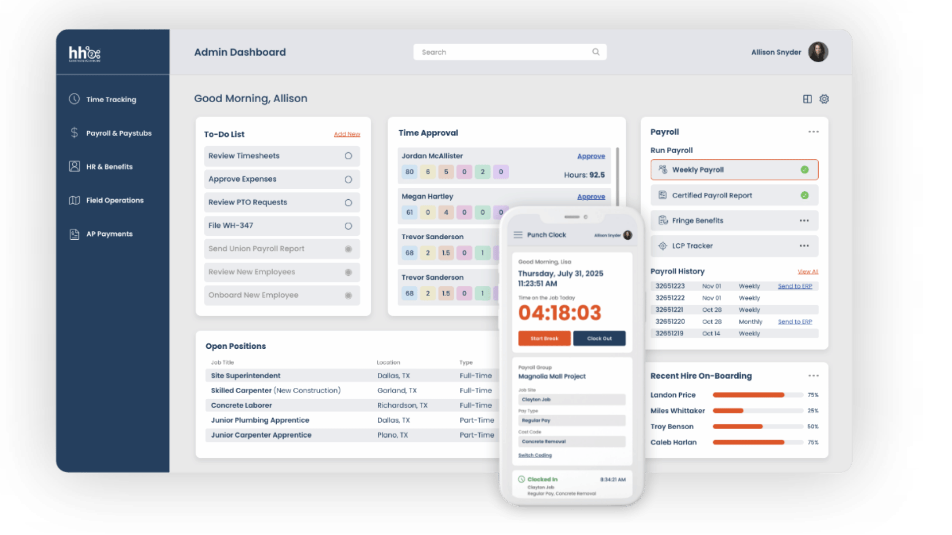 Construction HR & Payroll - Multi Screen