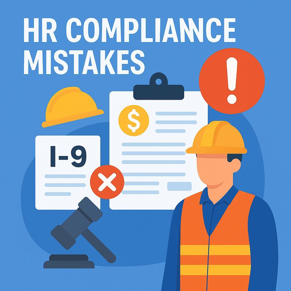 Construction HR manager with compliance checklists and digital forms at a job site